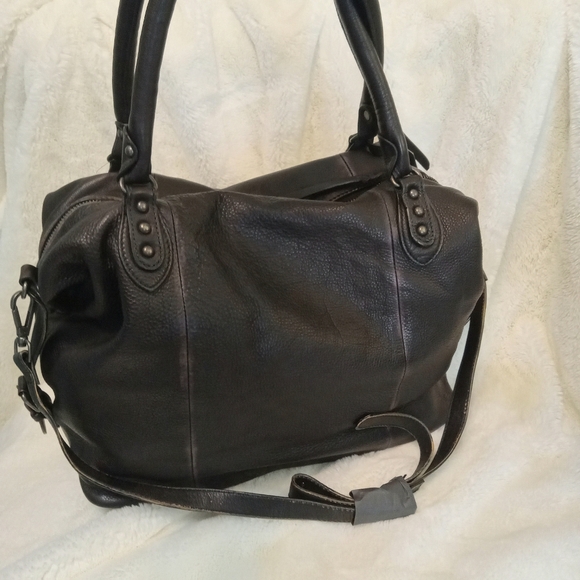 Free People 'WTF' Emerson Distressed Black Leather Hobo Bag - Picture 3 of 14